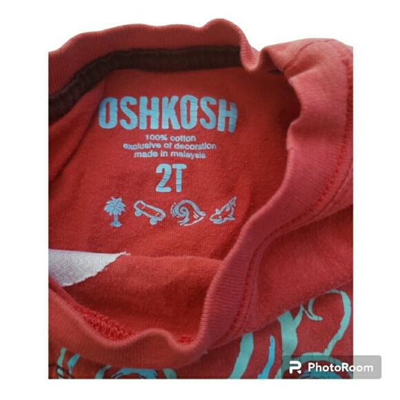 OshKosh Size 2T Red Graphic Fish Short Sleeve 100% Cotton Children's T-Shirt - Picture 3 of 6